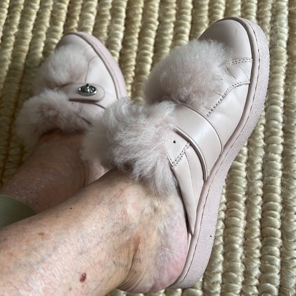 Coach leather shearling trimmed low top backless boots /slide 7M - Picture 8 of 16